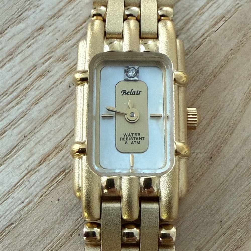Belair Diamond Rare Luxury Gold Ladies Watch Pearl Dial Gold Bracelet Case